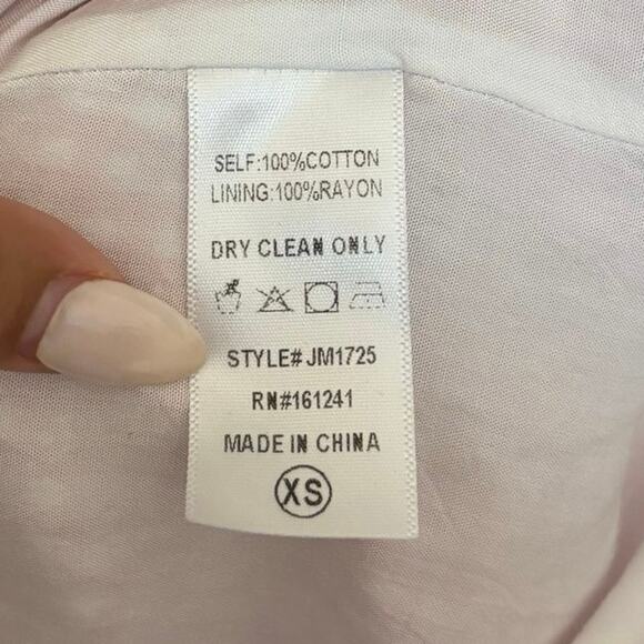 J. Marie 100% Cotton Pink White Checkered Floral Embroidered Mini Dress Size XS - Picture 4 of 4